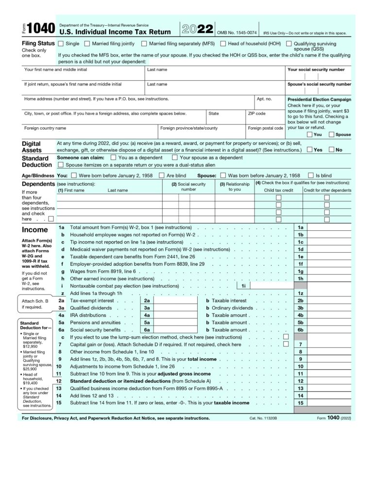 IRS 1040 Form 2022 | NFT Tax Guide