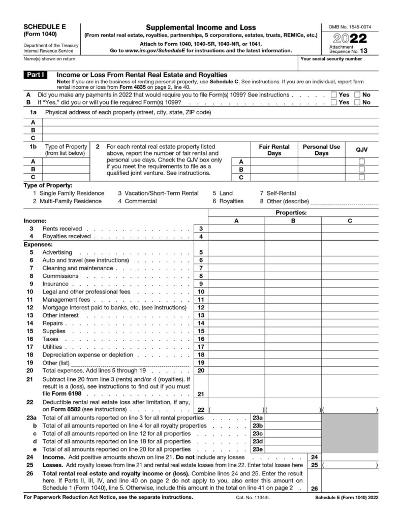 Schedule E Tax Form